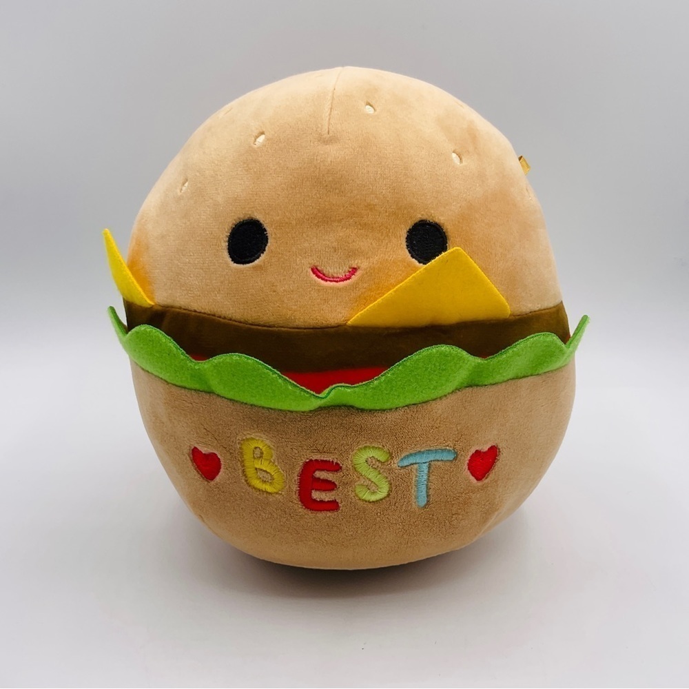 Squishmallow 8” CARL Best Cheeseburger Stuffed Plush Toy Hamburger Food Friends